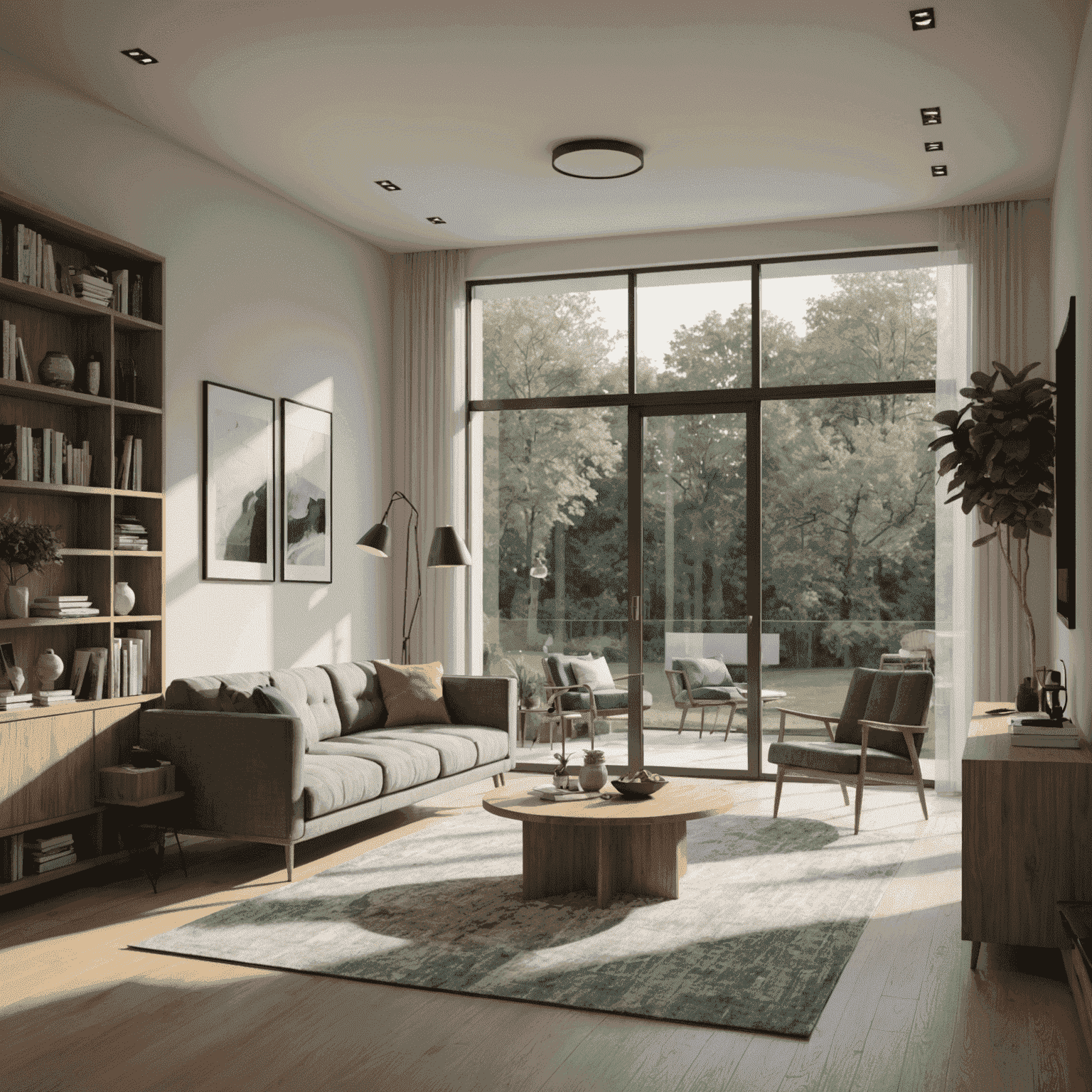 A photorealistic interior scene rendered with V-Ray for SketchUp showing advanced lighting and material effects