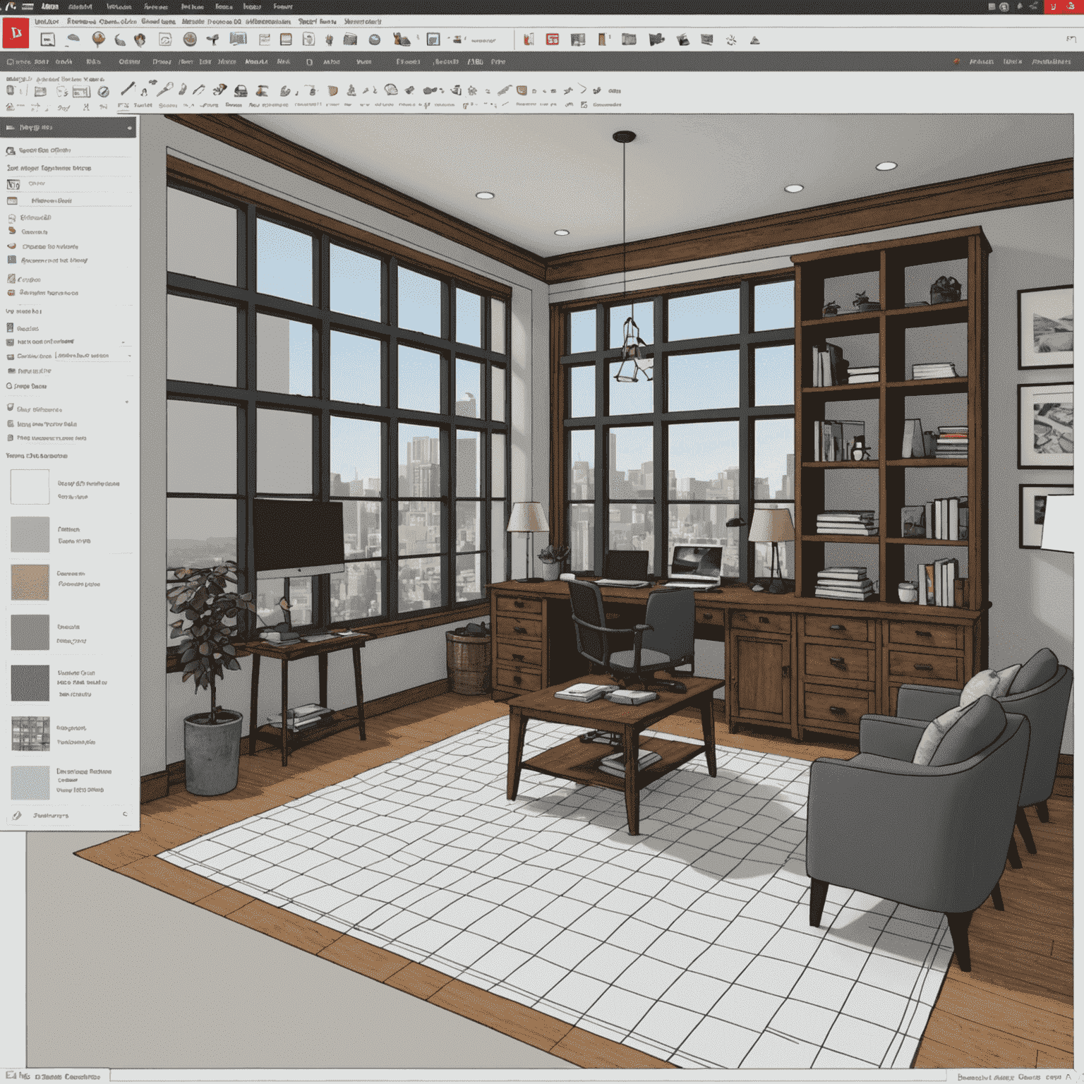 Screenshot of SketchUp's template selection screen highlighting the Architectural Design templates with proper workspace setup showing the grid, axis, and measurement tools ready for architectural modeling.