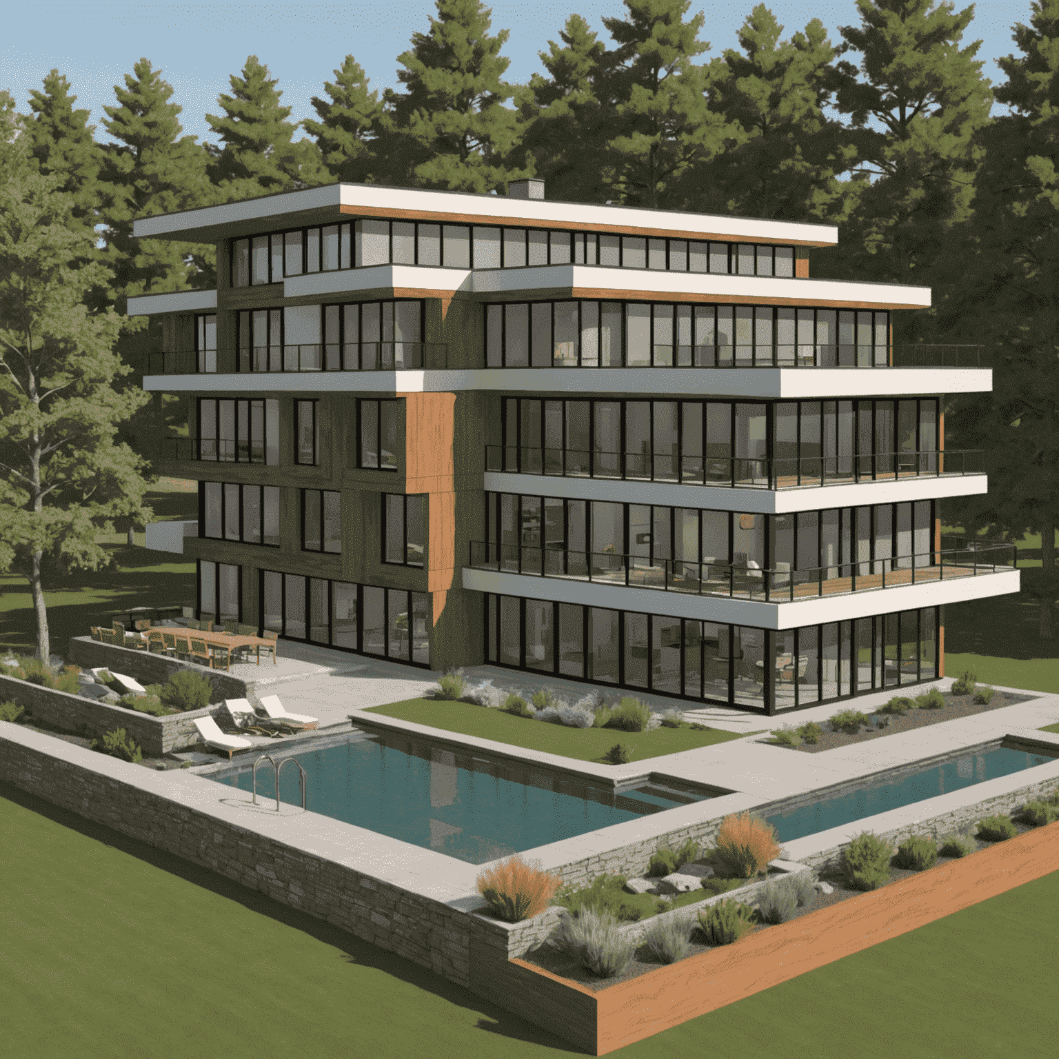 Screenshot of SketchUp's component browser showing an organized hierarchy of nested components for a complex architectural model