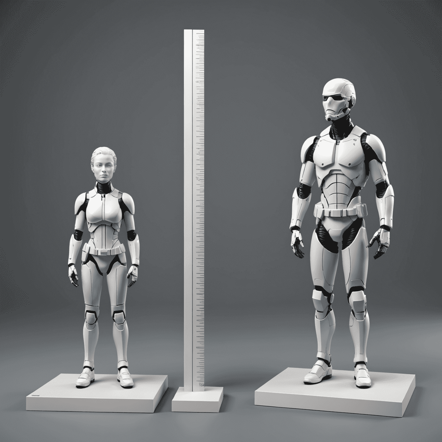 Two 3D models side by side showing incorrect scale (too large) versus correct scale with proper dimensions
