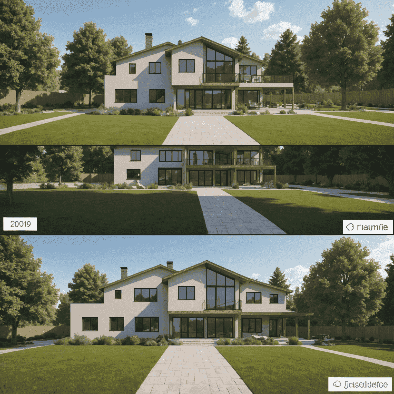 Split-screen showing a SketchUp model on one side and the real-time Enscape rendering of the same scene on the other