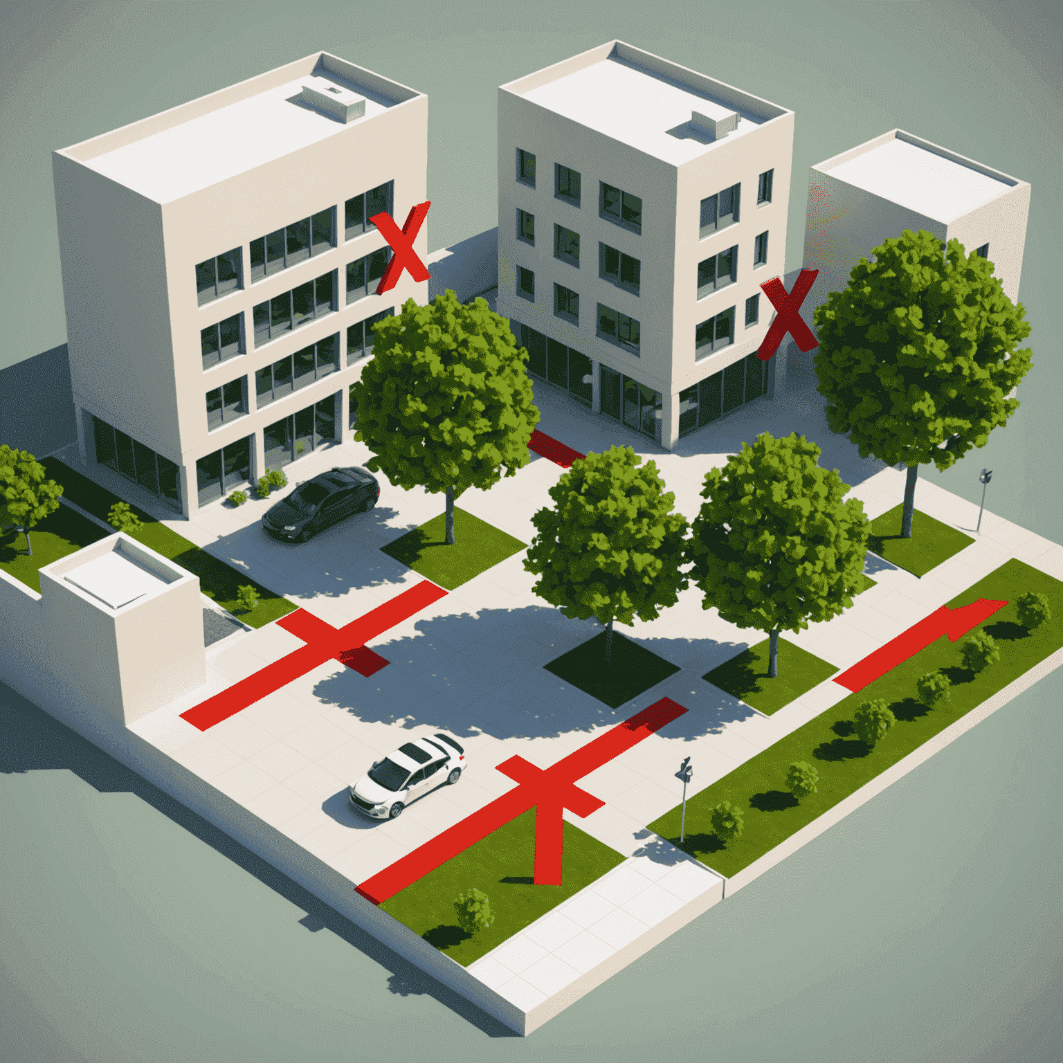 Illustration showing five common SketchUp modeling errors with red X marks and their corrected versions with green checkmarks