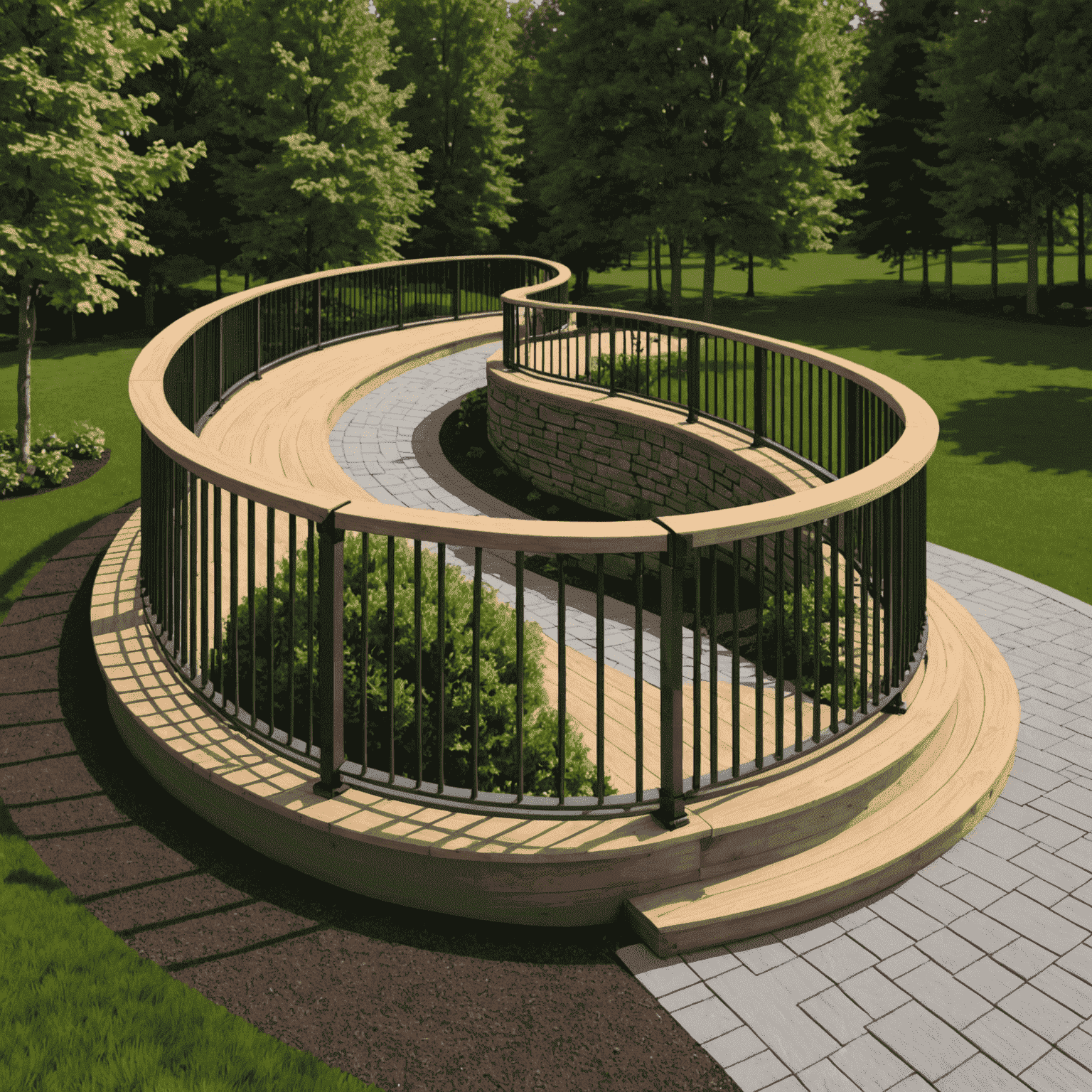 Demonstration of Profile Builder creating a complex railing system along a curved path with multiple profile components