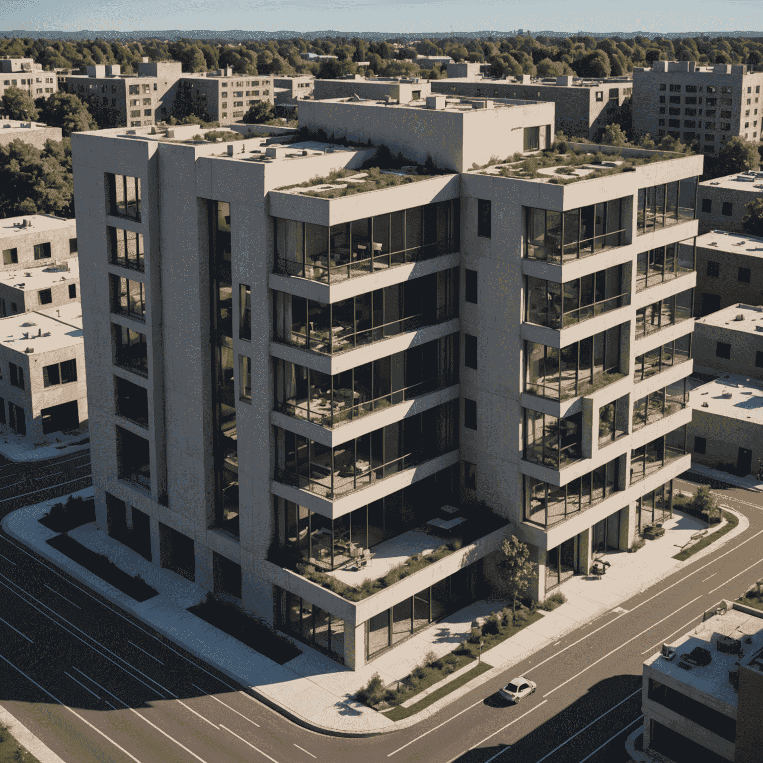 Demonstration of a complex building model using proxy components for distant elements and detailed components for the area being worked on